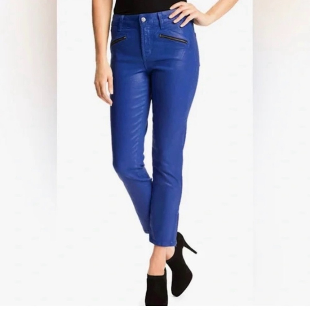 NYDJ blue faux leather legging jeans size 4p